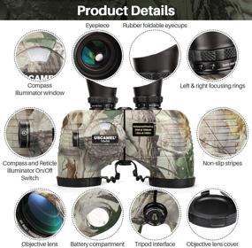 img 3 attached to 🔭 USCAMEL 10x50 Marine Binoculars with Rangefinder Compass, Waterproof BAK4 Prism FMC Lens for Navigation, Bird Watching, Hunting - Includes Tripod Adapter