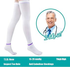 img 2 attached to T.E.D. Anti Embolism Stockings: Thigh High Knee High for Women & Men with Inspect Toe Hole - 15-20 mmHg Compression TED Hose