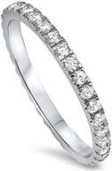 💍 stackable eternity bands for women - 14k gold plated sterling silver, aaa cz simulated diamond logo