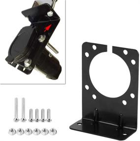 img 1 attached to 🚗 Keenso Right Angle Socket Mounting Bracket for 7 Pin Caravan Towing Trailer Connector – Complete with Screws & Nuts (Black)