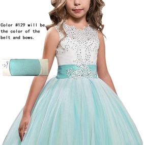 img 3 attached to Kids Puffy Tulle Ball Gown - Princess Lilac Long Girls' Pageant Dresses for Prom