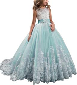 img 4 attached to Kids Puffy Tulle Ball Gown - Princess Lilac Long Girls' Pageant Dresses for Prom
