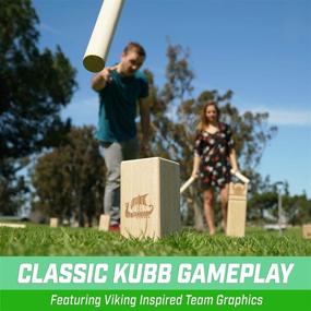 img 2 attached to Kubb Viking Clash Toss Game Set for Kids and Adults by GoSports