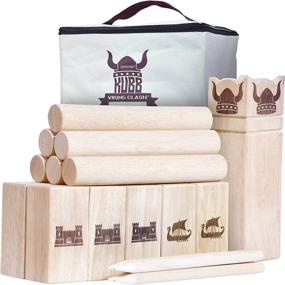 img 4 attached to Kubb Viking Clash Toss Game Set for Kids and Adults by GoSports