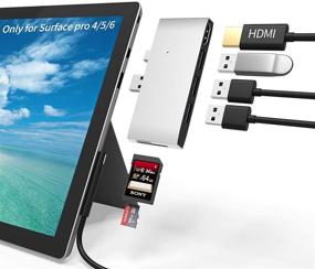 img 4 attached to 🔌 Surface Pro Docking Station: USB Hub, HDMI Port, SD & TF Card Reader - Pro 6/5/4 Accessories