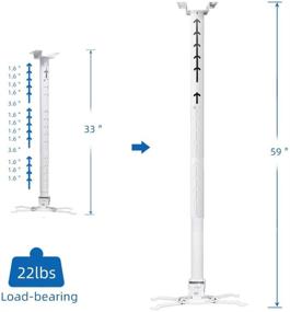 img 3 attached to SCREENPRO Универсальный потолочный кронштейн для проекторов с полным диапазоном движения | Регулируемая высота 33-59 дюймов | Максимальная нагрузка 22 фунта | Расширяемые плечи | Кронштейн для наклона, поворота и поворота | Идеально подходит для домашнего и офисного использования проекторов