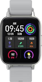 img 3 attached to FITMASTER GW-i22 1.69-inch IPS Health & Fitness Smartwatch, 2.5D Touch Screen, Bluetooth 5.0, 24/7 Heart Rate Monitoring, IP67 Waterproof, Sleep & Activity Tracking, Music, 7+ Days Battery Life, 8 Sports Modes, Gray