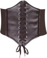 glamorstar gs1159 belts 75cm black - corset belt for women: wide elastic tied waspie belts, lace up leather waist belt for women dresses - black women's accessories logo