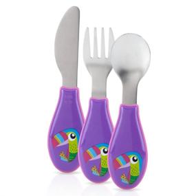 img 1 attached to Nuby 3-Piece Stainless Steel Utensil Set for Kids' Home Store