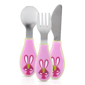 img 3 attached to Nuby 3-Piece Stainless Steel Utensil Set for Kids' Home Store