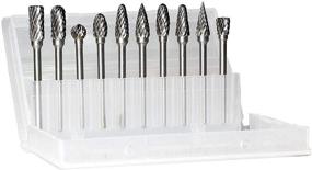 img 1 attached to 🔧 JESTUOUS Carbide Burr Set - 1/8 Inch Shank with 1/4 Inch Head Double Cut Rotary Burrs for Woodworking Engraving Drilling Carving - 10pcs