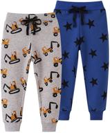 👶 azalquat toddler boys cotton jogger sweatpants, fun cartoon print active pants for playtime (1 or 2-pack) logo