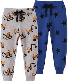 img 4 attached to 👶 Azalquat Toddler Boys Cotton Jogger Sweatpants, Fun Cartoon Print Active Pants for Playtime (1 or 2-Pack)