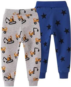 img 3 attached to 👶 Azalquat Toddler Boys Cotton Jogger Sweatpants, Fun Cartoon Print Active Pants for Playtime (1 or 2-Pack)