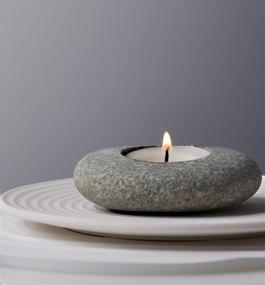 img 4 attached to Pebble Tealight Candle Holder: Exquisite Handmade Zen Garden Decor for Altar, Mantle, Desk, Table, Shelf by ICNBUYS