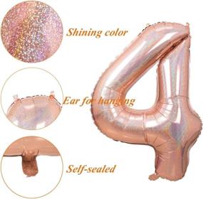 img 3 attached to 🎈 Rose Gold Number 4 Balloon - 40 Inch Laser Foil Helium Digital Pastel Balloons for Birthday Party Decoration Globos (Large Size)