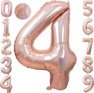 🎈 rose gold number 4 balloon - 40 inch laser foil helium digital pastel balloons for birthday party decoration globos (large size) логотип