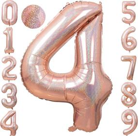 img 4 attached to 🎈 Rose Gold Number 4 Balloon - 40 Inch Laser Foil Helium Digital Pastel Balloons for Birthday Party Decoration Globos (Large Size)