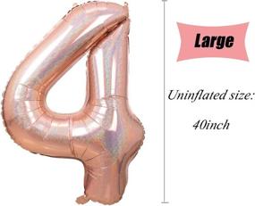 img 2 attached to 🎈 Rose Gold Number 4 Balloon - 40 Inch Laser Foil Helium Digital Pastel Balloons for Birthday Party Decoration Globos (Large Size)