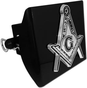 img 1 attached to Masonic Square And Compasses Detailed Black Plastic Hitch Cover