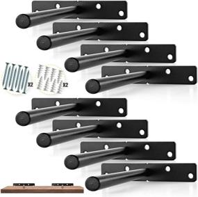 img 4 attached to BATODA - Heavy Duty Floating Shelf Bracket (8 pcs) - Solid Steel Blind Shelf Supports - Hidden Brackets for Floating Wood Shelves - Screws and Wall Plugs Included - Large Size