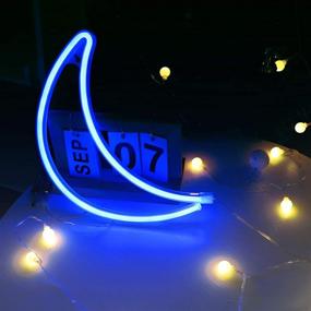 img 3 attached to 🌙 Captivating MYGOTO Blue Moon Neon Night Light: Perfect Art Decorative LED Neon Sign for Children's Room, Party, Wedding & Christmas Decoration