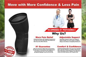 img 2 attached to 🏀 Best Support & Pain Relief Knee Brace Compression Sleeve with Strap for Meniscus Tear, Arthritis, Running, Basketball, MCL, Jogging and Recovery (Black, X-Small)