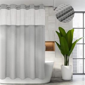 img 4 attached to 🚿 Upgrade Your Shower with Voguease Waffle Weave Shower Curtain: Snap-in Liner, Heavy Duty Cotton Blend, Hotel Grade Quality, Machine Washable, 71W x 74L, Lake Wanaka