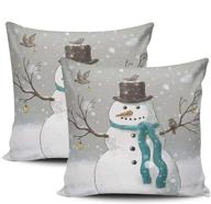 🎄 lekaihuai christmas snowman pillow covers: festive home decoration throw pillowcases (set of 2, 18x18 inches, square shape) логотип