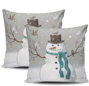 img 4 attached to 🎄 LEKAIHUAI Christmas Snowman Pillow Covers: Festive Home Decoration Throw Pillowcases (Set of 2, 18x18 Inches, Square Shape)