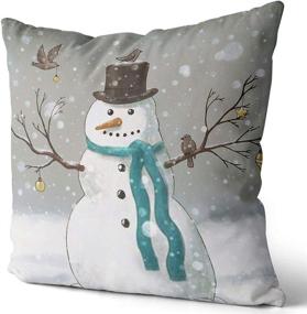 img 2 attached to 🎄 LEKAIHUAI Christmas Snowman Pillow Covers: Festive Home Decoration Throw Pillowcases (Set of 2, 18x18 Inches, Square Shape)