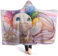 🌿 cozy axolotl flannel wearable blanket robe: ultra soft throw for indoor and outdoor use, with hooded wrap logo