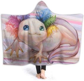 img 4 attached to 🌿 Cozy Axolotl Flannel Wearable Blanket Robe: Ultra Soft Throw for Indoor and Outdoor Use, with Hooded Wrap
