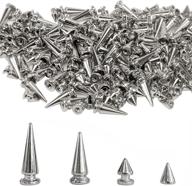 200 sets of silver cone spikes in multiple sizes - screw back studs for diy clothing, leather craft, and punk rock fashion - bullet rivets logo