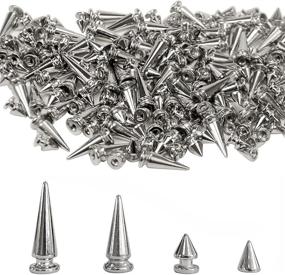 img 4 attached to 200 Sets of Silver Cone Spikes in Multiple Sizes - Screw Back Studs for DIY Clothing, Leather Craft, and Punk Rock Fashion - Bullet Rivets