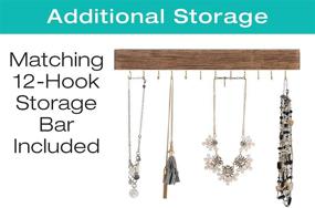 img 1 attached to Rustic Wall-Mounted Jewelry Organizer with Wooden Barn Door Decor: Necklace, Earring, Bracelet, Ring Holder and Accessories. Includes Hook Organizer for Hanging Jewelry (Brown)