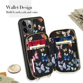 img 2 attached to 🦋 Colorful Butterfly Crossbody Wallet Case for iPhone 11 Pro Max - ZVE iPhone 11 Pro Max with Card Holder Slot, Zipper Wallet Pattern Print Leather Cover - 6.5 inch