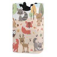 orezi cute woodland animals deer rabbit bear fox raccoon bird owl laundry hamper – waterproof and foldable storage bag for dirty clothes, toys in bedroom, bathroom, dorm room logo