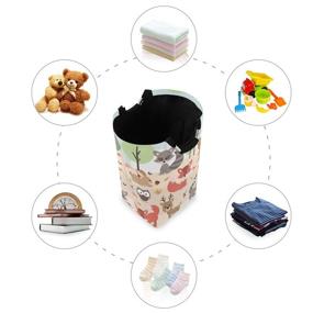 img 1 attached to OREZI Cute Woodland Animals Deer Rabbit Bear Fox Raccoon Bird Owl Laundry Hamper – Waterproof and Foldable Storage Bag for Dirty Clothes, Toys in Bedroom, Bathroom, Dorm Room