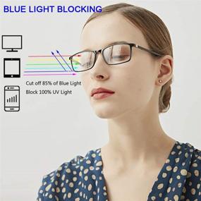 img 1 attached to 👓 2 Pack Blue Light Blocking Reading Glasses - +2.0 Readers Computer Eyeglasses for Women Men, Lightweight Rectangle Frames with Spring Hinge