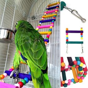 img 2 attached to 🦜 Parrot Bird Cage Accessories Set: Ladders, Swings, Chewing Toys, Hammock, Hanging Pet Bird Toy for Small Parakeets, Cockatiels, Lovebirds, Conures, Macaws, Finches