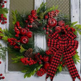 img 1 attached to Supla 30 Yards Red and Black Wired Flannel Buffalo Plaid Ribbon: Perfect for Rustic Vintage Christmas Tree, Wreath Bows, Farmhouse Decoration, Gift Wrapping Crafts, and Floral Arrangement