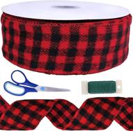 supla 30 yards red and black wired flannel buffalo plaid ribbon: perfect for rustic vintage christmas tree, wreath bows, farmhouse decoration, gift wrapping crafts, and floral arrangement logo