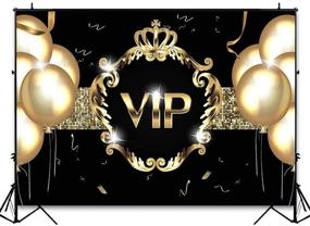 img 1 attached to 🎉 Фоны COMOPHOTO VIP для вечеринок: фон 7х5 футов с золотыми шарами на черном золотом фоне для фотосессии на день рождения, фон для фотозоны "Красная дорожка Голливуда" для незабываемых вечеринок.