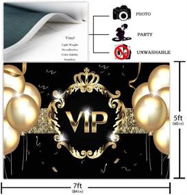 img 3 attached to 🎉 Фоны COMOPHOTO VIP для вечеринок: фон 7х5 футов с золотыми шарами на черном золотом фоне для фотосессии на день рождения, фон для фотозоны "Красная дорожка Голливуда" для незабываемых вечеринок.