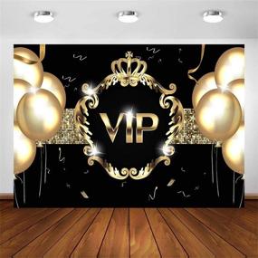 img 4 attached to 🎉 Фоны COMOPHOTO VIP для вечеринок: фон 7х5 футов с золотыми шарами на черном золотом фоне для фотосессии на день рождения, фон для фотозоны "Красная дорожка Голливуда" для незабываемых вечеринок.