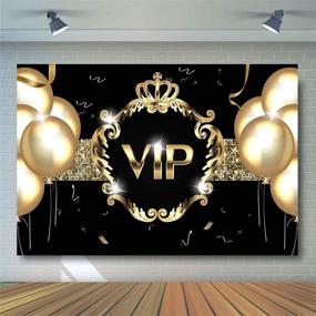 img 2 attached to 🎉 Фоны COMOPHOTO VIP для вечеринок: фон 7х5 футов с золотыми шарами на черном золотом фоне для фотосессии на день рождения, фон для фотозоны "Красная дорожка Голливуда" для незабываемых вечеринок.