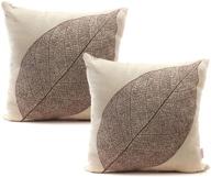 🍃 luxbon rustic farmhouse decor linen throw pillow cases set of 2 - 18"x18" leaves cushion covers (insert not included) logo