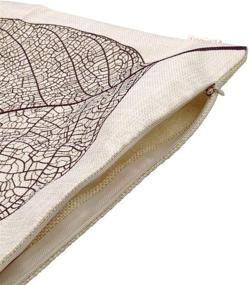 img 2 attached to 🍃 Luxbon Rustic Farmhouse Decor Linen Throw Pillow Cases Set of 2 - 18"x18" Leaves Cushion Covers (Insert Not Included)