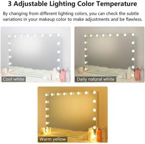 img 1 attached to 💄 Hollywood Vanity Mirror with Lights - Lighted Makeup Mirror with 3 Color Modes & USB Port - Large Light Up Mirror for Dressing Room, Tabletop or Wall-Mounted - 18 Dimmable Bulbs - Size: L31.49 X H23.62 Inch